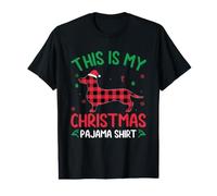 Red Plaid Ugly This is My Dachshund Dog Christmas Pajama Value Graphic T-Shirt