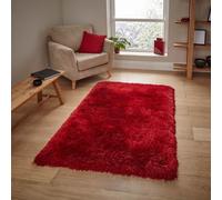 Red Plain Handmade Modern Shaggy Easy To Clean Rug For Bed Room Living Room And Dining Room-60Cm X 120Cm
