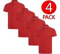 (Red - Plain, M) Men Polo Tshirt 4Pack Shortsleeve Plain Casual Top