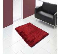 Red Plain Shaggy Handmade Plain Sparkle Rug For Bedroom & Living Room-180Cm X 270Cm