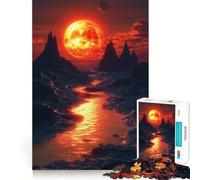 Red Planet Landscape with River Hard Jigsaw Puzzle for Adults 1000 Pieces Recall Boost Quiet Calm Smooth Cut Classic Gift (38x26cm)