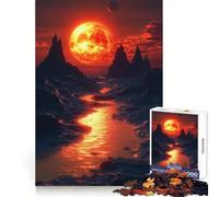 Red Planet Landscape with River Hard Jigsaw Puzzle for Adults 1000 Pieces Recall Boost Quiet Calm Smooth Cut Classic Gift (38x26cm)