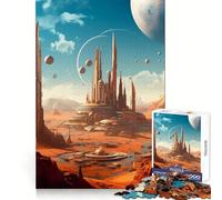 Red Planet Mars Cityscape Hard Jigsaw Puzzle for Adults 1000 Pieces Fine Logic Toy Calm Fun Neat Edge Thoughtful Gift (38x26cm)
