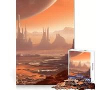 Red Planet Mars Cityscape Hard Jigsaw Puzzle for Adults 1000 Pieces Reason Skill Toy Family Time Tight Cut Art Collectible (38x52cm)
