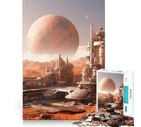 Red Planet Mars Cityscape Jigsaw Puzzles 1000 Piece for Adults Smart Reason Toy Casual Fun Smooth Edge Wall Art Decor (38x26cm)
