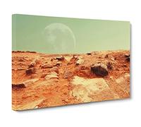 Red Planet Mars Space Canvas Print | Gallery Wrapped 30mm Frame Wall Art | 24x16 inches | Ready to Hang | Modern Space Picture | Living Room Bedroom Lounge Office