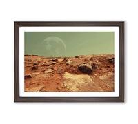 Red Planet Mars Space Framed Print | A2 Walnut Framed Wall Art | Ready to Hang | Modern Space Picture | Living Room Bedroom Lounge Office