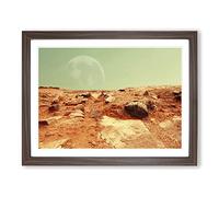 Red Planet Mars Space Modern Framed Print | A3 Walnut Framed Wall Art | Ready to Hang | Modern Space Picture | Living Room Bedroom Lounge Office
