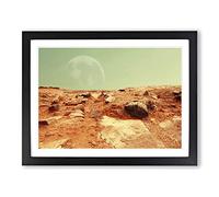 Red Planet Mars Space Modern Framed Print | A4 Black Framed Wall Art | Ready to Hang | Modern Space Picture | Living Room Bedroom Lounge Office