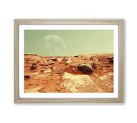 Red Planet Mars Space Modern Framed Print | A4 Oak Framed Wall Art | Ready to Hang | Modern Space Picture | Living Room Bedroom Lounge Office