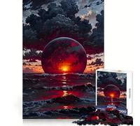 Red Planet Rising Over Ocean 1000 Piece Jigsaw Puzzles for Adults Jigsaw Recall Boost Mental Relax Smooth Cut Birthday Gift (38x52cm)