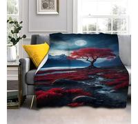 Red Plant Blanket Natural Landscape Fluffy Throw Blanket for Bed Sofas, Soft Warm Fleece Blankets and Throws, Extra Large, Super King Size 230x270cm AL1842