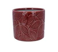 Red Plant Pot, Small Dark Red Flower Pot Cover, Small Pot, Berry Leaves Pattern Leaf Pattern Glazed Indoor Houseplant Succulent Planter