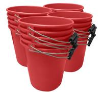 Red Plastic Calf 1 GAL Bucket, Heavy Duty with Metal Handle 5L Animal Feed Water Buckets - Pack of 20