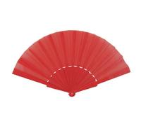 Red Plastic Frame Nylon Fabric 9" Long Foldable Hand Fan Gift