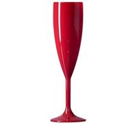 Red Plastic Polycarbonate Champagne Flutes, 6.6oz, Unbreakable - Pack of 12