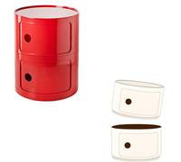 Red Plastic Round Nightstand Componibili 2-Tier Container Stylish Side Table 2-3-4 Compartments Versatile End Table for Living Room Bedroom Bathroom Storage