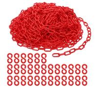 Red Plastic Safety Chain 140 ft, Large Plastic Chain Links for Crowd Control Barriers, Queue Lines, Parking Lots, Gates, Fences and Events(Red)