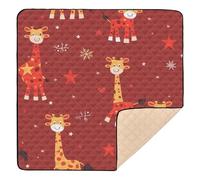 Red Playful Giraffe Christmas Large Sturdy Foldable Baby Play mat for Indoor Outdoor One-Piecing Foldable Infant Play Mat for Newborns Babies Infants Toddlers, 50'' x 50''