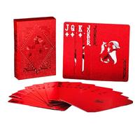 Red Playing Cards - Standard Index Gambling Stack, Moisture Resistant Tabletop Pack, Easy Handling Texture | Festive Occasion Touring Suitcase Stocking Gift Youth Parents Couples Social Activities