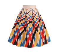 Red Pleated Skirts for Women 1950S Vintage Skirts Midi 50S Style Swing Boho Gypsy Ladies A Line High Waisted Long Summer for Tea Party Cocktail