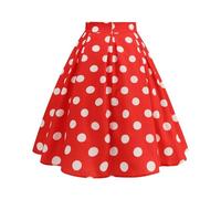Red Pleated Skirts for Women 1950S Vintage Skirts Midi 50S Style Swing Polka Dot Ladies A Line High Waisted Long Summer for Tea Party Cocktail