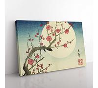 Red Plum Branch & Moon By Utagawa Hiroshige Canvas Print 24x16 Inch
