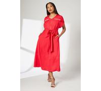 Red Pocket Detail Tie Waist Midi Dress Principles Red 12
