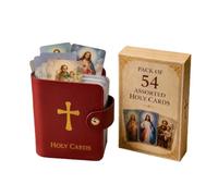 Red Pocket Prayer Card Catholic Faux Leather Holy Card Holder with Snap