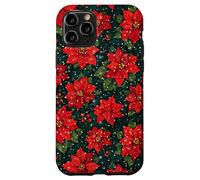 Red Poinsettia and Holly Christmas Botanical Xmas Flower Case for iPhone 11 Pro
