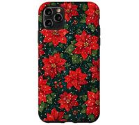 Red Poinsettia and Holly Christmas Botanical Xmas Flower Case for iPhone 11 Pro Max