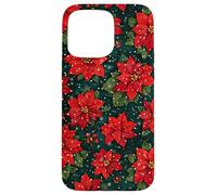 Red Poinsettia and Holly Christmas Botanical Xmas Flower Case for iPhone 15 Pro Max