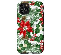 Red Poinsettia Holly Snow Christmas Botanical Xmas Flower Case for iPhone 11 Pro