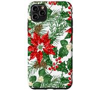 Red Poinsettia Holly Snow Christmas Botanical Xmas Flower Case for iPhone 11 Pro Max