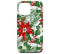 Red Poinsettia Holly Snow Christmas Botanical Xmas Flower Case for iPhone 13 Pro Max