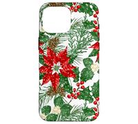 Red Poinsettia Holly Snow Christmas Botanical Xmas Flower Case for iPhone 16 Pro Max