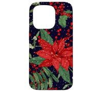 Red Poinsettia Winter Christmas Botanical Xmas Flower Case for iPhone 15 Pro
