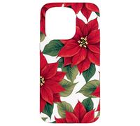 Red Poinsettia Winter Christmas Botanical Xmas Flower Case for iPhone 15 Pro