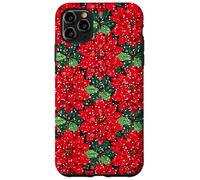 Red Poinsettia Winter Snow Christmas Botanical Xmas Flower Case for iPhone 11 Pro Max