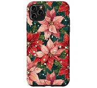 Red Poinsettia Winter Snow Christmas Botanical Xmas Flower Case for iPhone 11 Pro Max