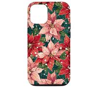 Red Poinsettia Winter Snow Christmas Botanical Xmas Flower Case for iPhone 12/12 Pro