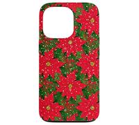 Red Poinsettia Winter Snow Christmas Botanical Xmas Flower Case for iPhone 13 Pro