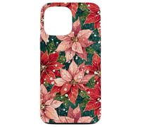 Red Poinsettia Winter Snow Christmas Botanical Xmas Flower Case for iPhone 13 Pro Max