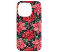 Red Poinsettia Winter Snow Christmas Botanical Xmas Flower Case for iPhone 14 Pro