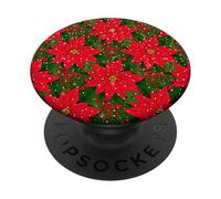 Red Poinsettia Winter Snow Christmas Botanical Xmas Flower PopSockets Adhesive PopGrip