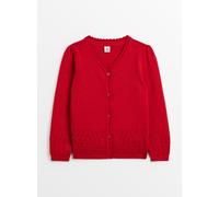 Red Pointelle Knit Cotton Scallop Trim Cardigan 3 years