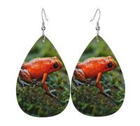 Red Poison Dart Frog Leather Earring Lightweight Leather Earrings Fun Pendant For Accessories Daily Beach