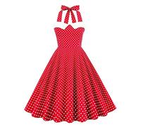 Red Polka Dot Dress 1940s Dresses Women Vintage Rockabilly Off Shoulder Polka Dots A Line Swing Midi Dress Cocktail Party Evening Prom Gown 1940s Fancy DressesElegant