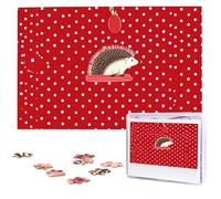 Red Polka Dot Hedgehog Wooden Puzzles 1000 Pieces Personalized Jigsaw Puzzle For Adults Interesting Custom Photo Puzzles Gift For Holiday Birthday Wedding Anniversay