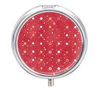 Red Polka Dot Pill Box 3 Compartment Travel Pill Organizer 3 Times A Day Cute Mini Pill Case for Purse & Pocket Portable Metal Medicine Box with Mirror Round Daily Medicine Vitamin Container